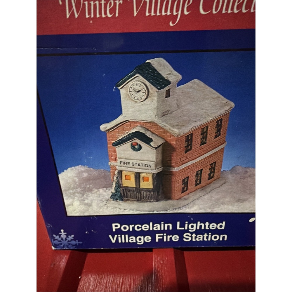 Venture Stores Winter Village Collectibles Porcelain Lighted Fire Station